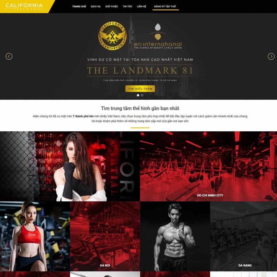 Thiết kế website trung tâm thể hình - phòng tập gym