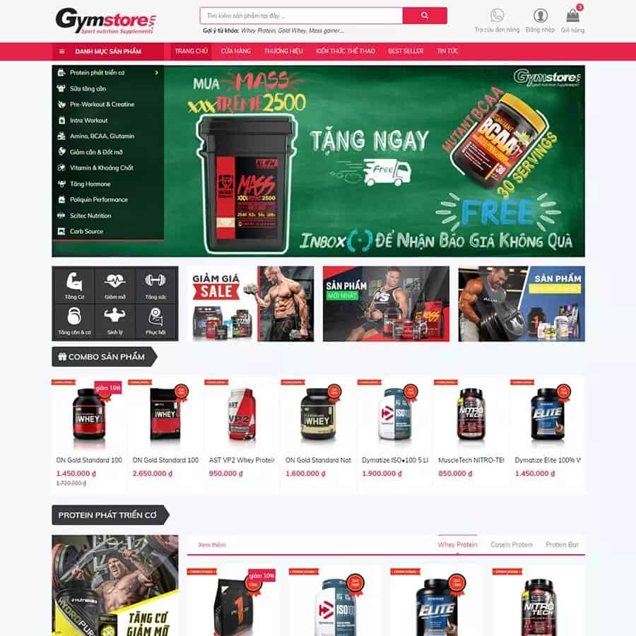 Thiết kế website bán thực phẩm phòng gym