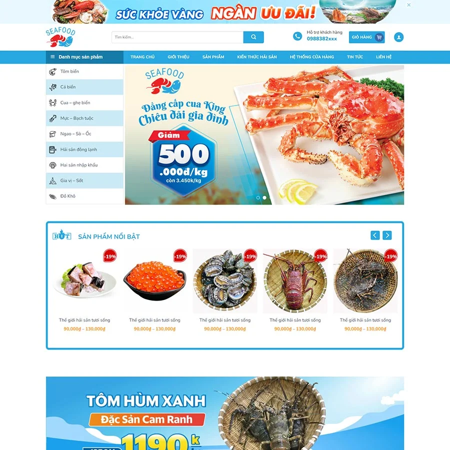 Thiết kế website bán hải sản 02