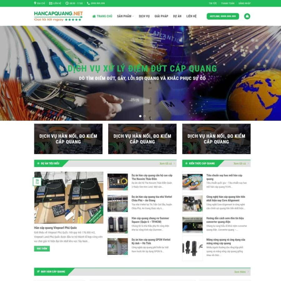 Thiết kế website dịch vụ hàn cáp quang