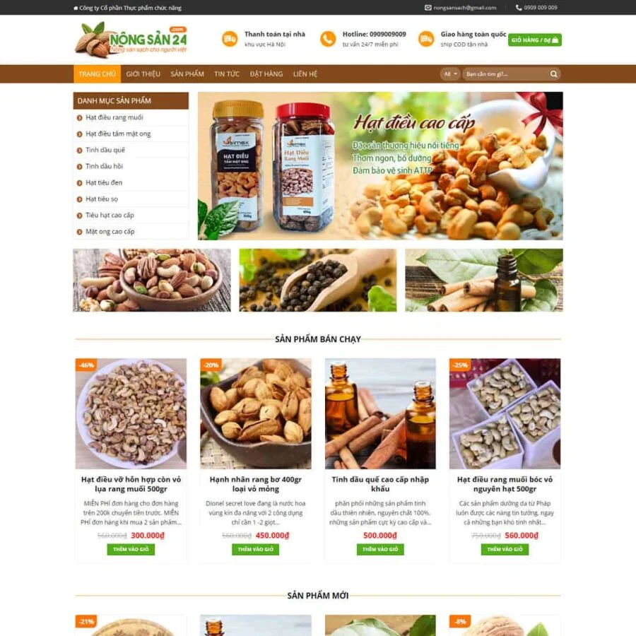 Thiết kế website bán hạt điều