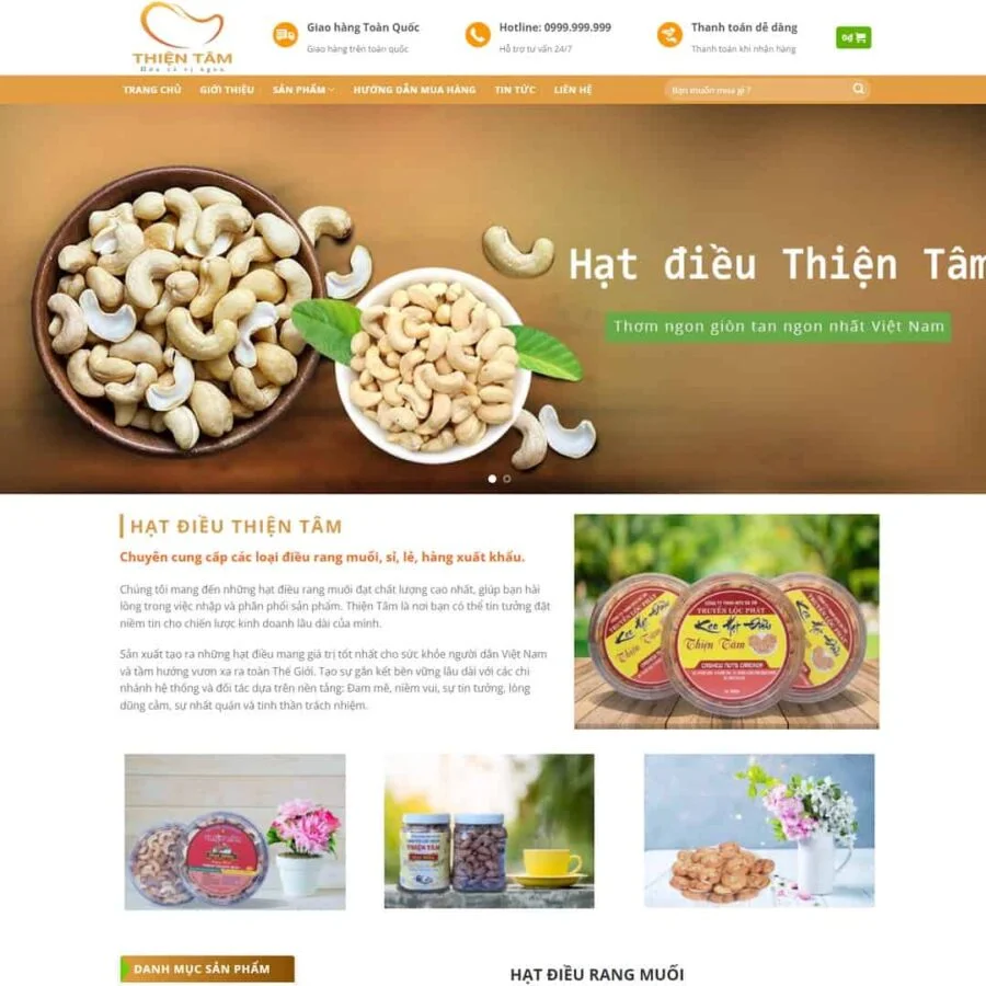 Thiết kế website bán hạt điều