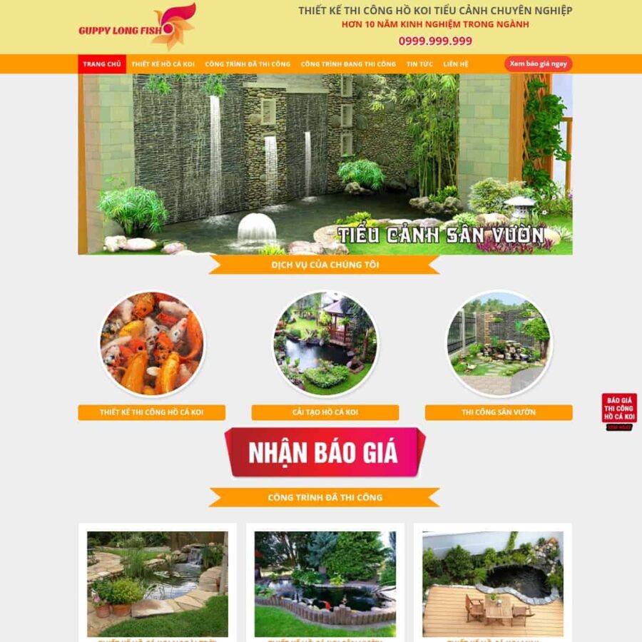 Thiết kế website thi công hồ cá Koi