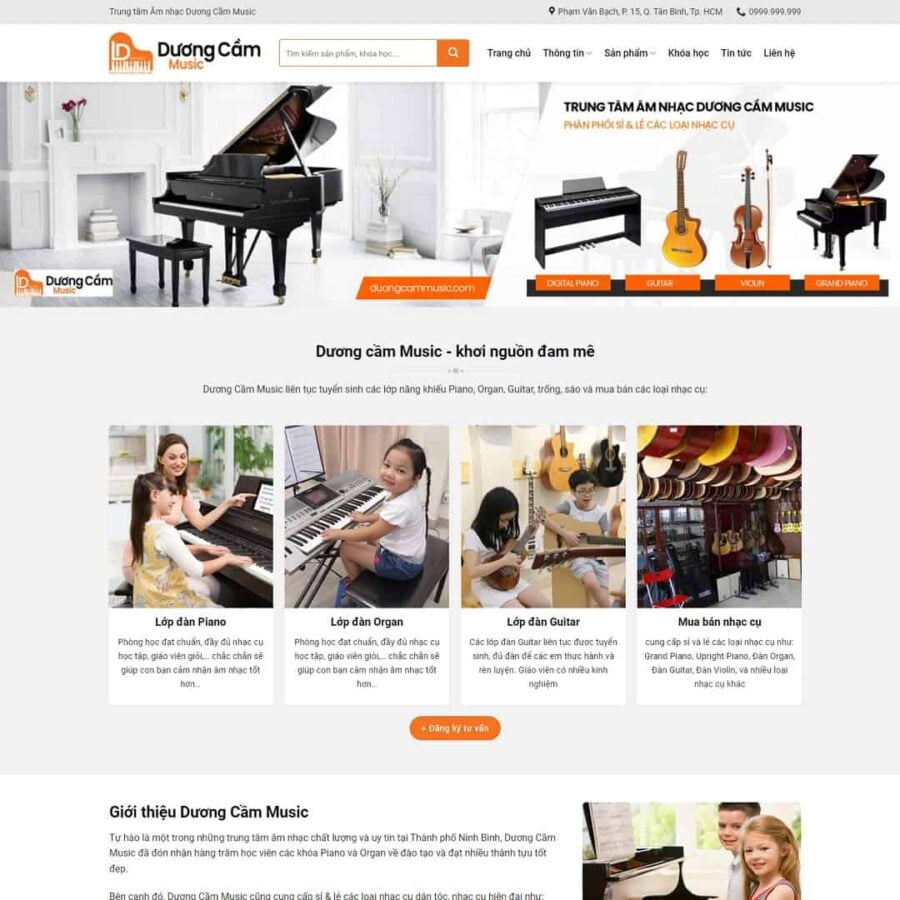 Thiết kế website đào tạo học đàn