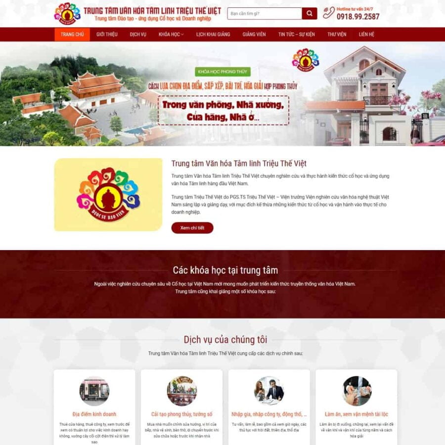 Thiết kế website trung tâm đào tạo phong thủy