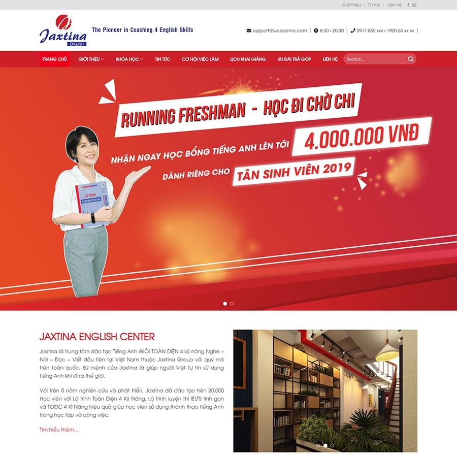 Thiết kế website trung tâm học tiếng anh