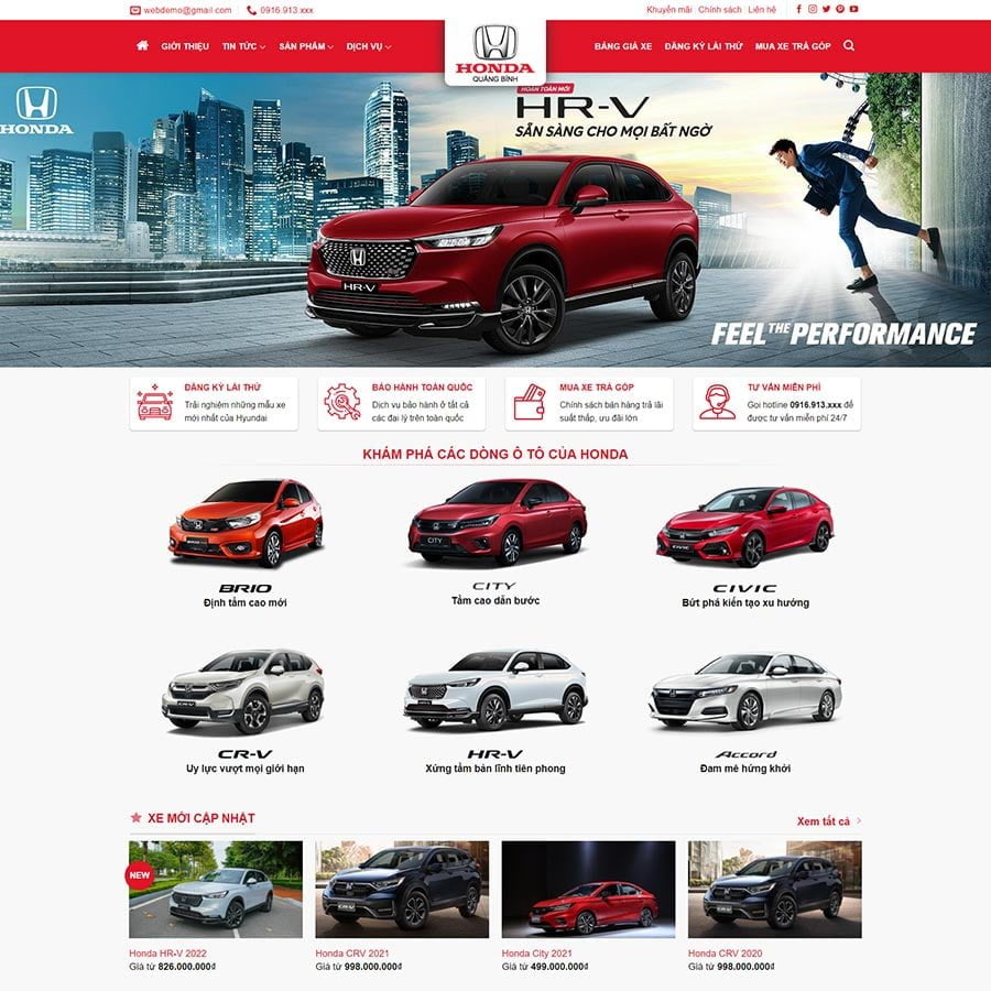Thiết kế website bán ô tô Honda 02