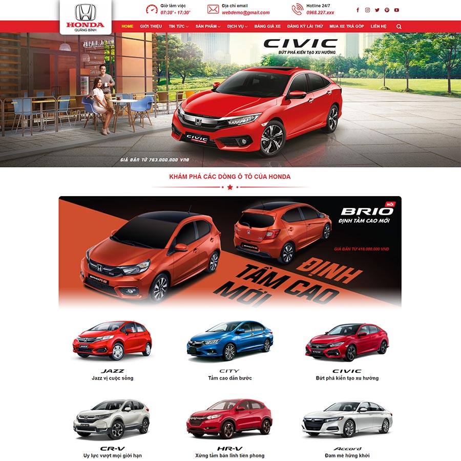 Thiết kế website bán ô tô Honda 03