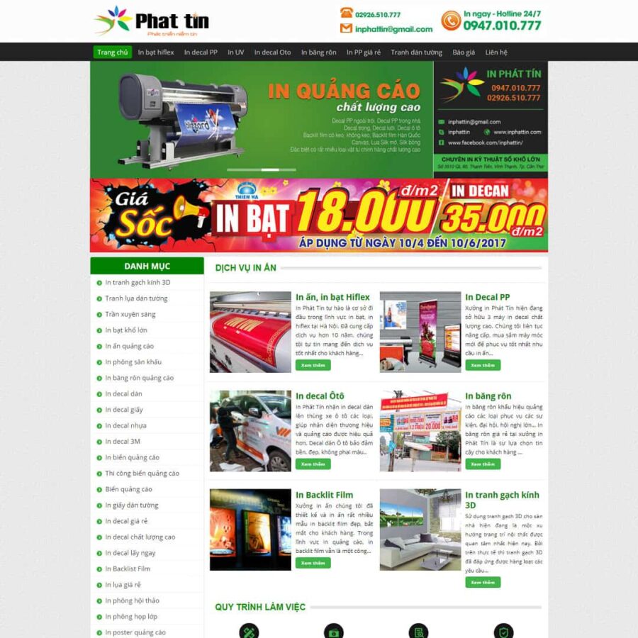 Thiết kế website dịch vụ in bạt