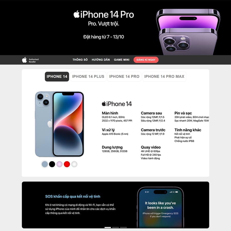 Thiết kế website Lading Page bán Iphone 02