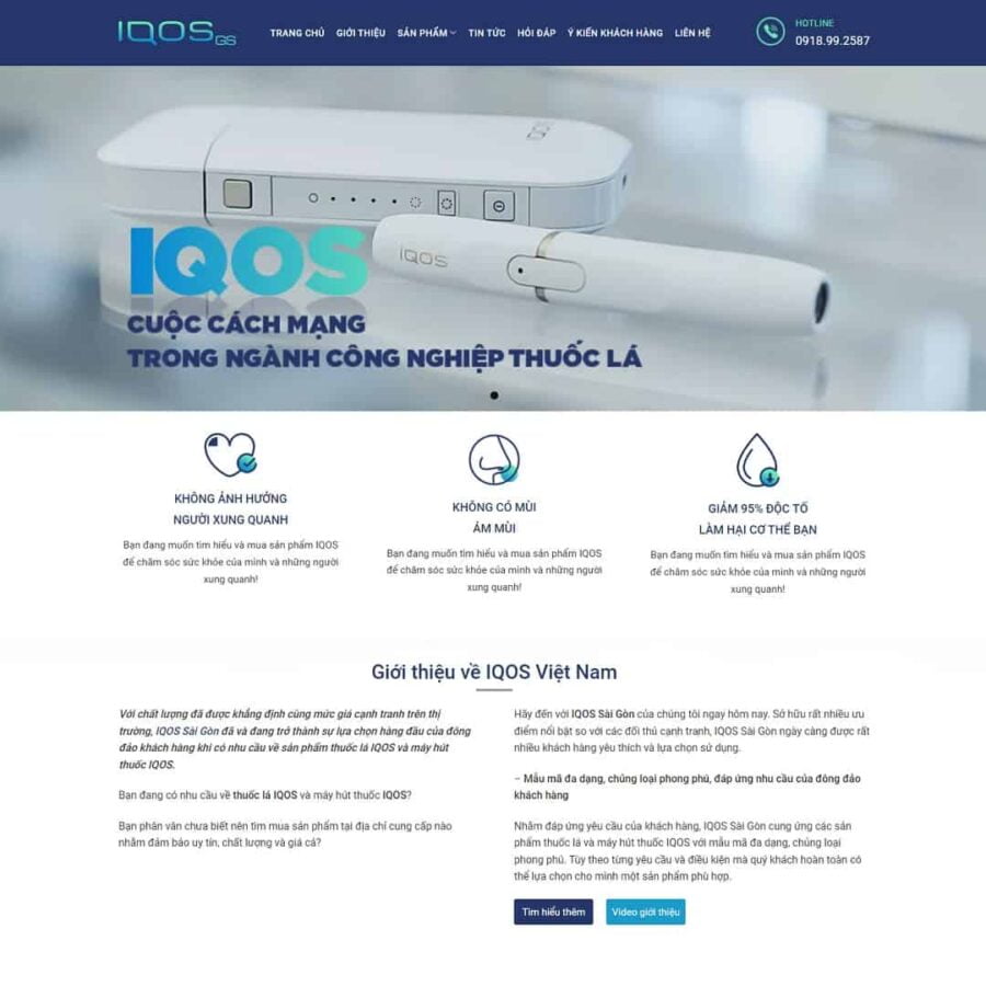 Thiết kế website thuốc lá điện tử