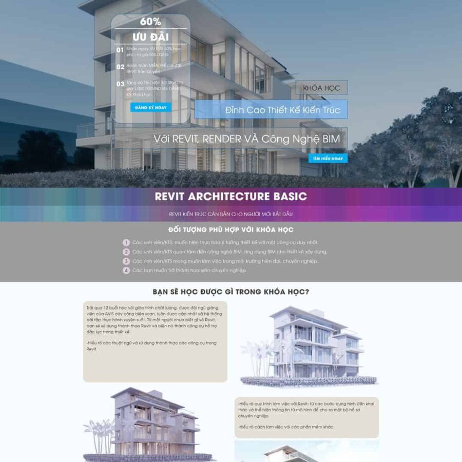 Thiết kế website Landing page khóa học phần mềm thiết kế