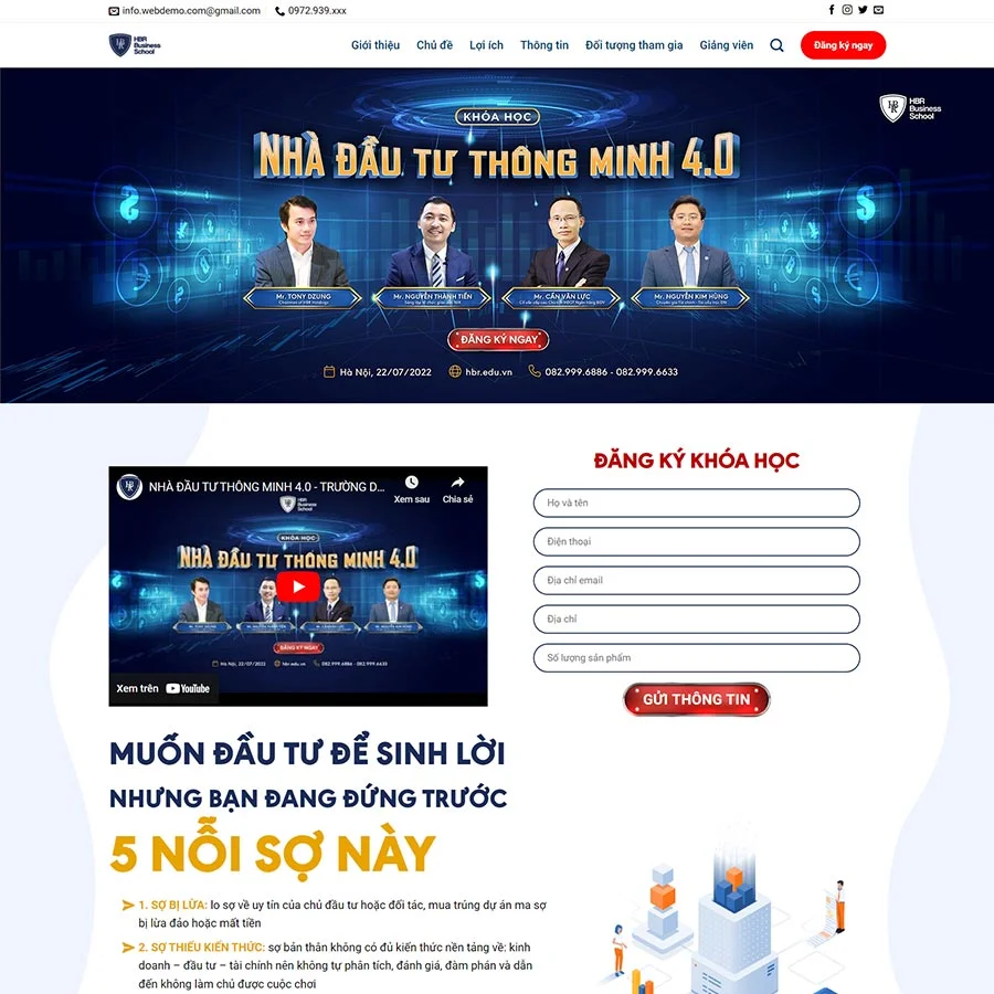 Thiết kế website khóa học đầu tư