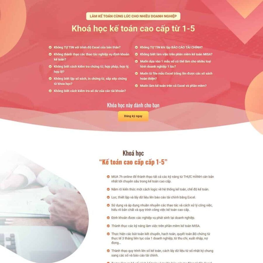 Thiết kế website landing page khóa học kế toán