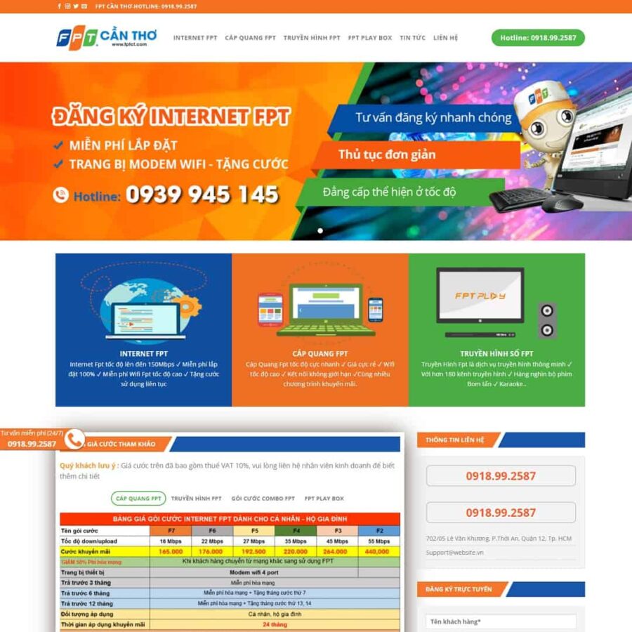 Thiết kế website dịch vụ lắp mạng internet