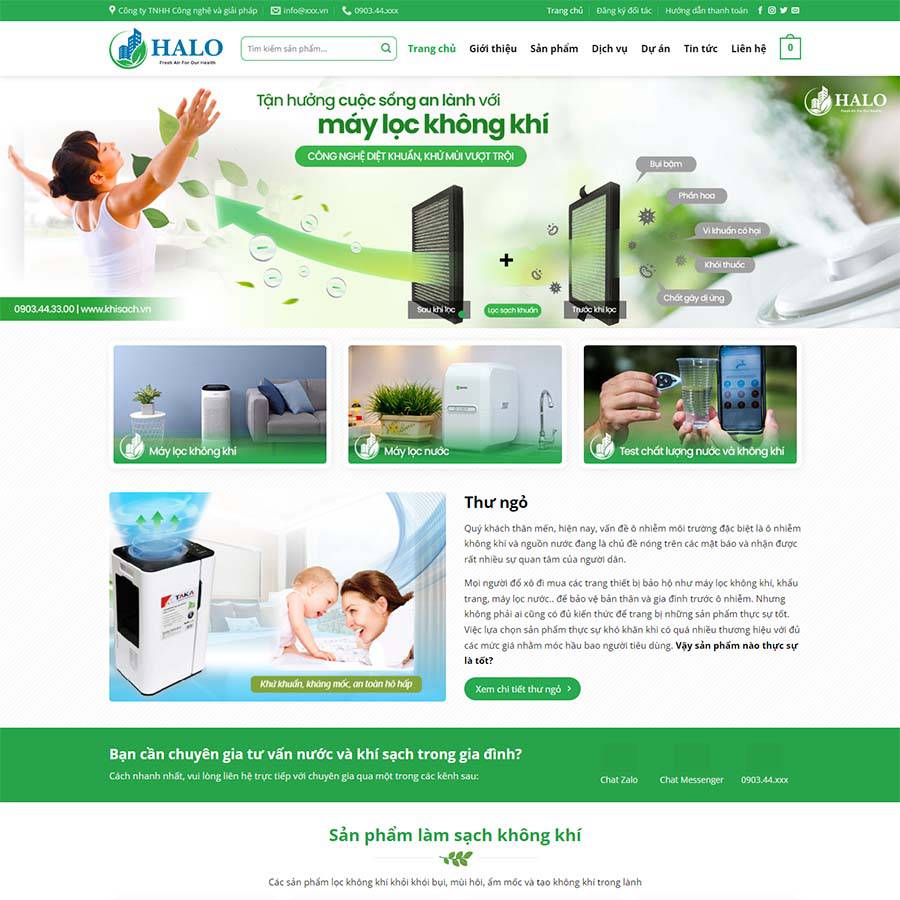 Thiết kế website bán máy lọc khí 03