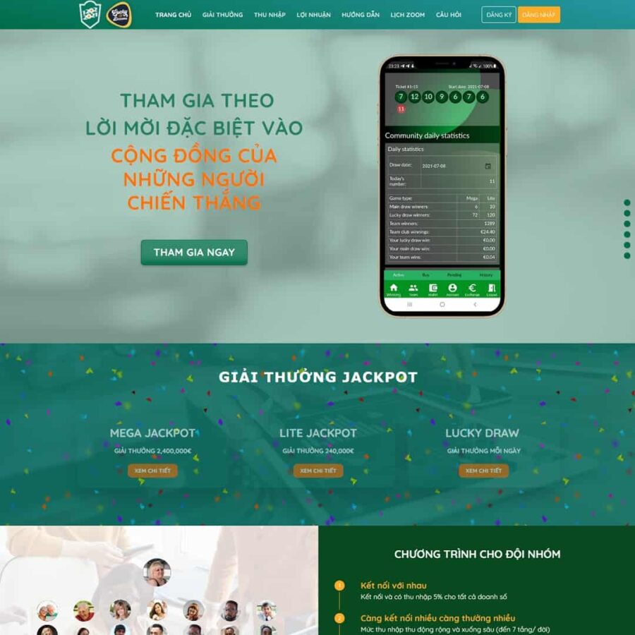 Thiết kế website giới thiệu đầu tư xổ số luckydozens