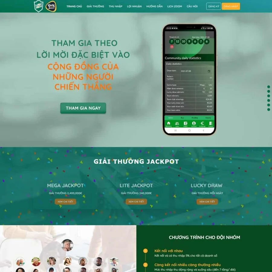 Thiết kế website giới thiệu đầu tư xổ số luckydozens