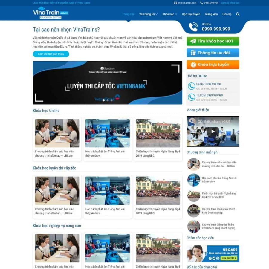 Thiết kế website trung tâm luyện thi