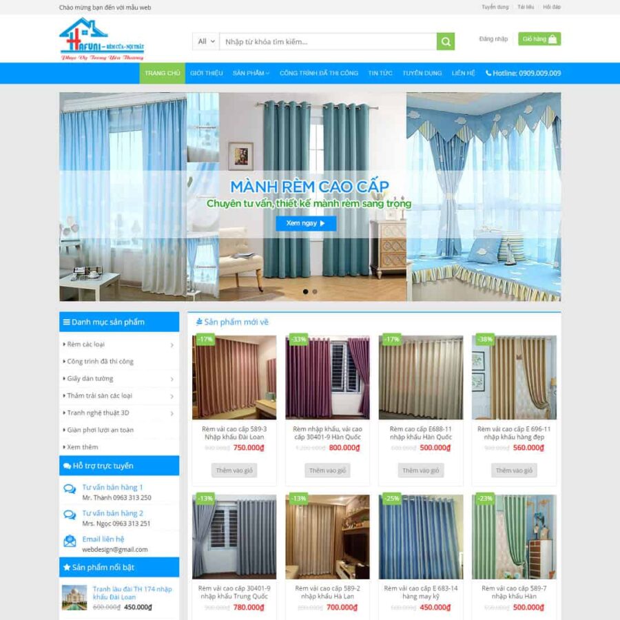Thiết kế website cửa hàng bán mành rèm