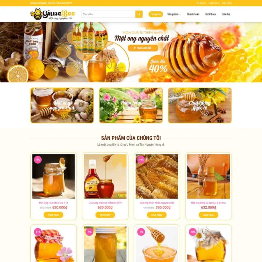 Thiết kế website bán mật ong 01