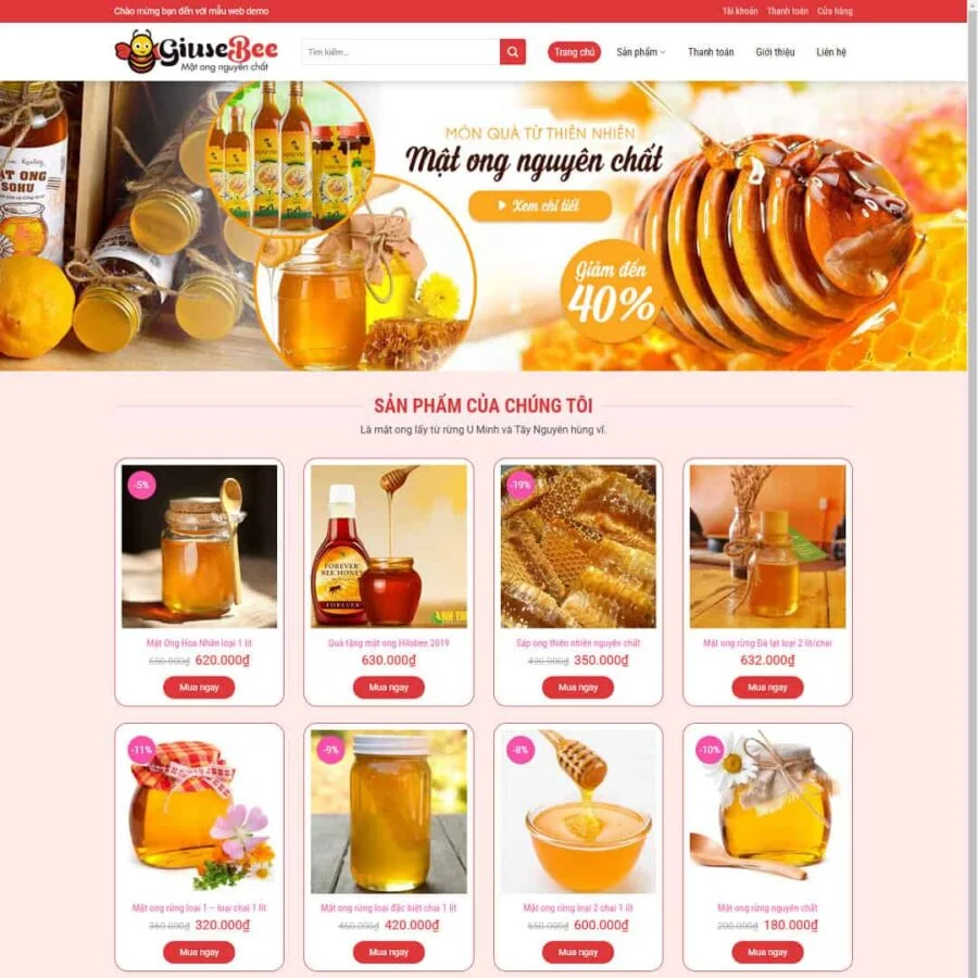 Thiết kế website bán mật ong 02