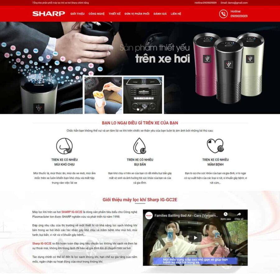 Thiết kế website landing page giới thiệu máy lọc khí