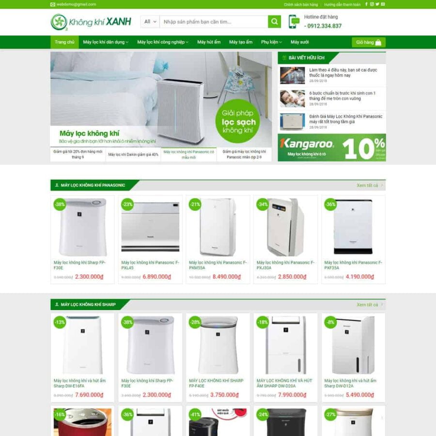 Thiết kế website bán máy lọc khí 02