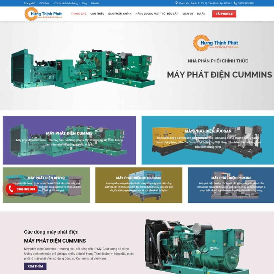 Thiết kế website công ty cung cấp máy phát điện