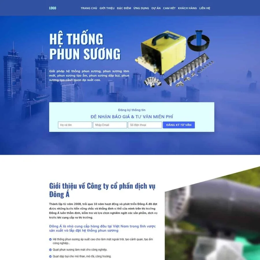 Thiết kế website landing page máy phun sương
