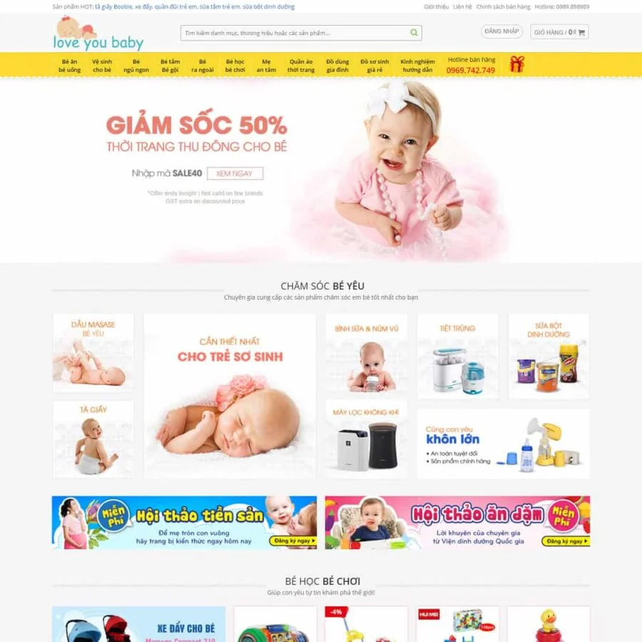 Thiết kế website bán sản phẩm mẹ và bé