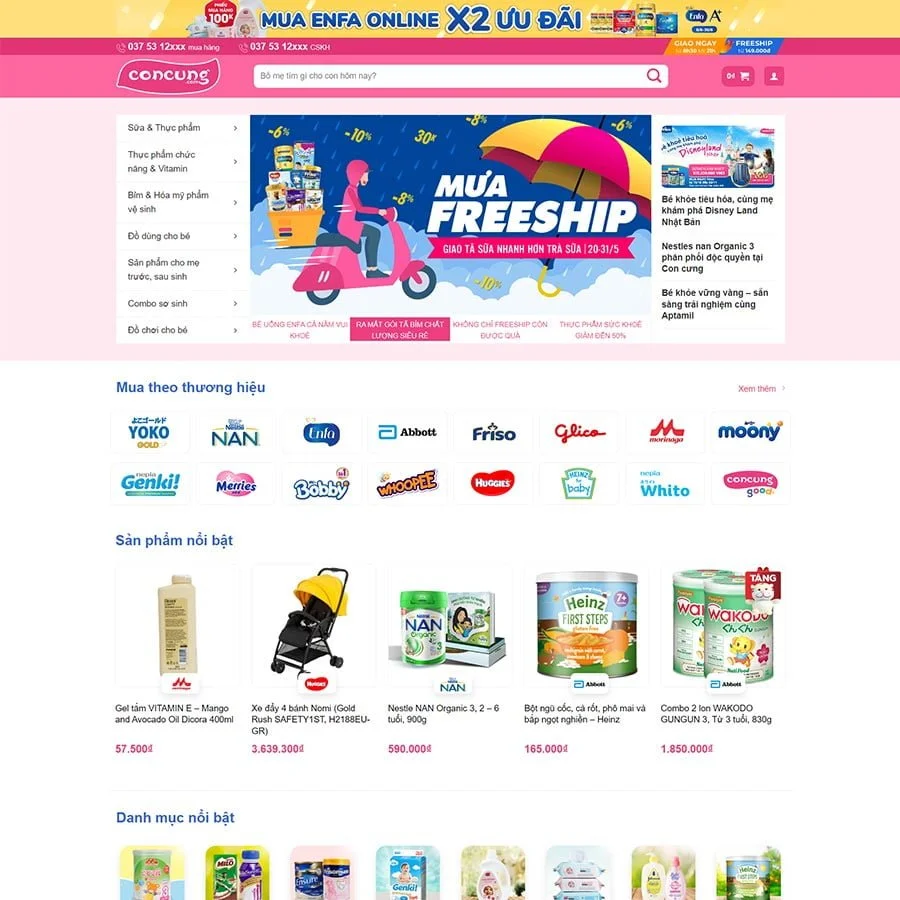 Thiết kế website bán sản phẩm mẹ và bé 02