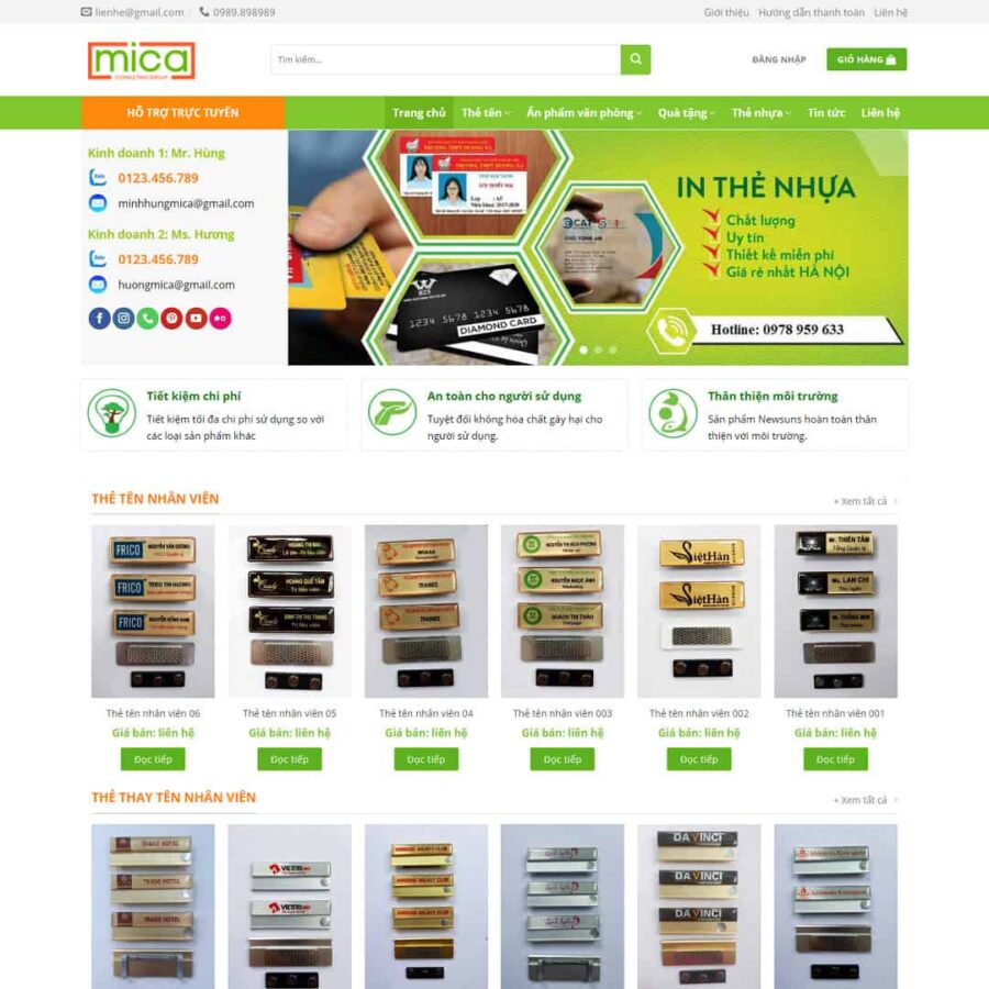 Thiết kế website bán sản phẩm in nhựa