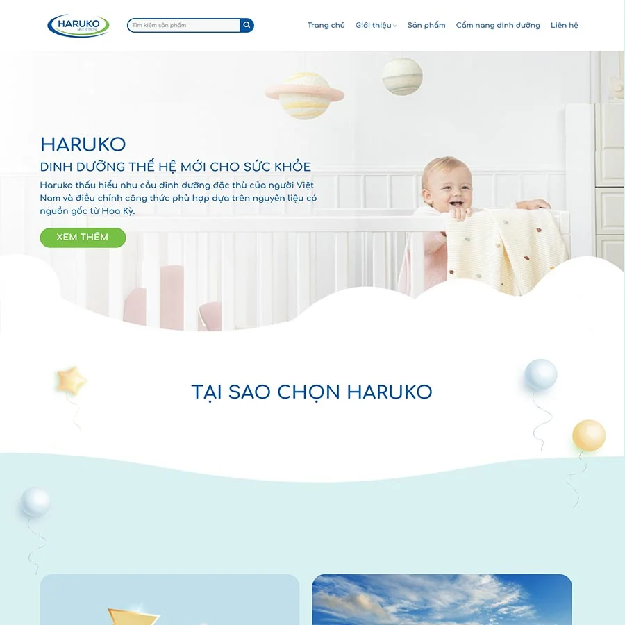 Thiết kế website bán sữa cho bé 02