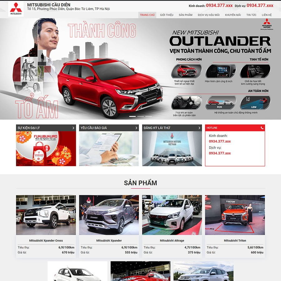 Thiết kế website bán ô tô Misubishi 02