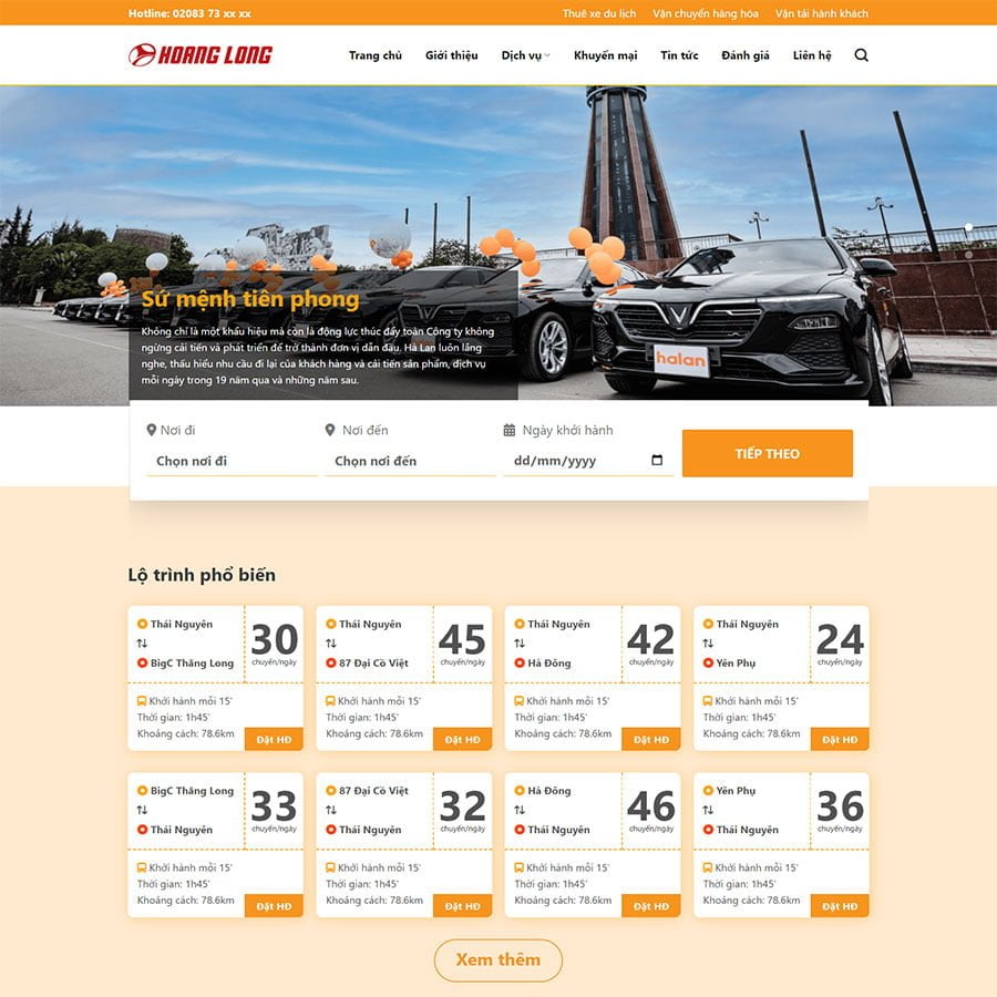Thiết kế website nhà xe