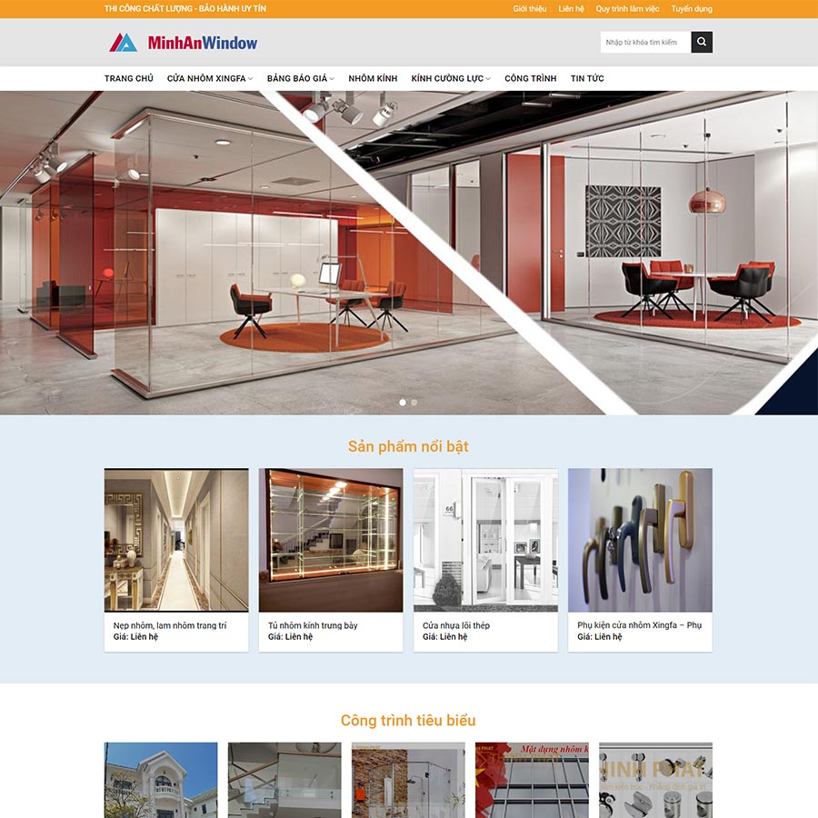 Thiết kế website công ty nhôm kính 03
