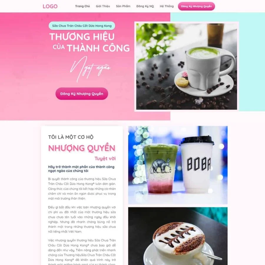 Thiết kế website Landing page nhượng quyền trà sữa