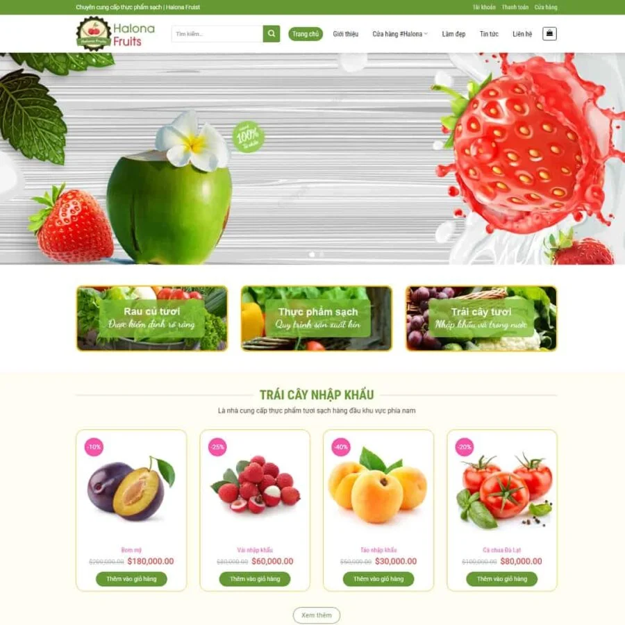 Thiết kế website bán trái cây