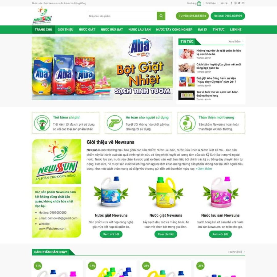 Thiết kế website bán bột giặt