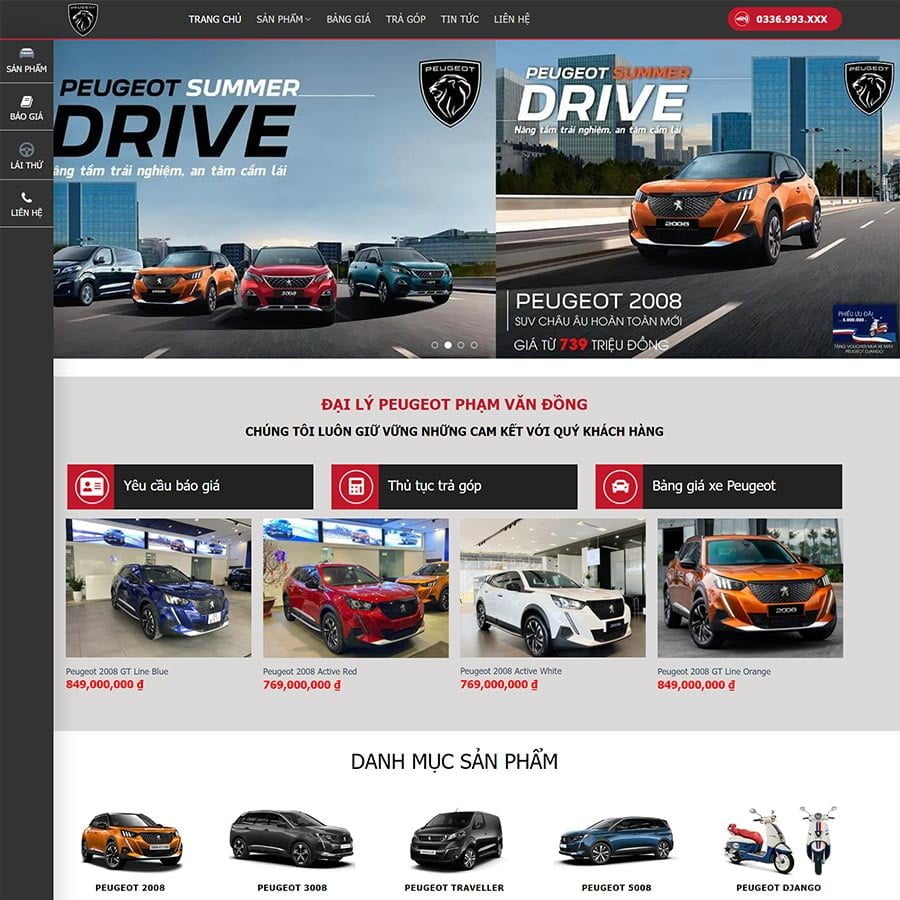 Thiết kế website bán xe Peugeot