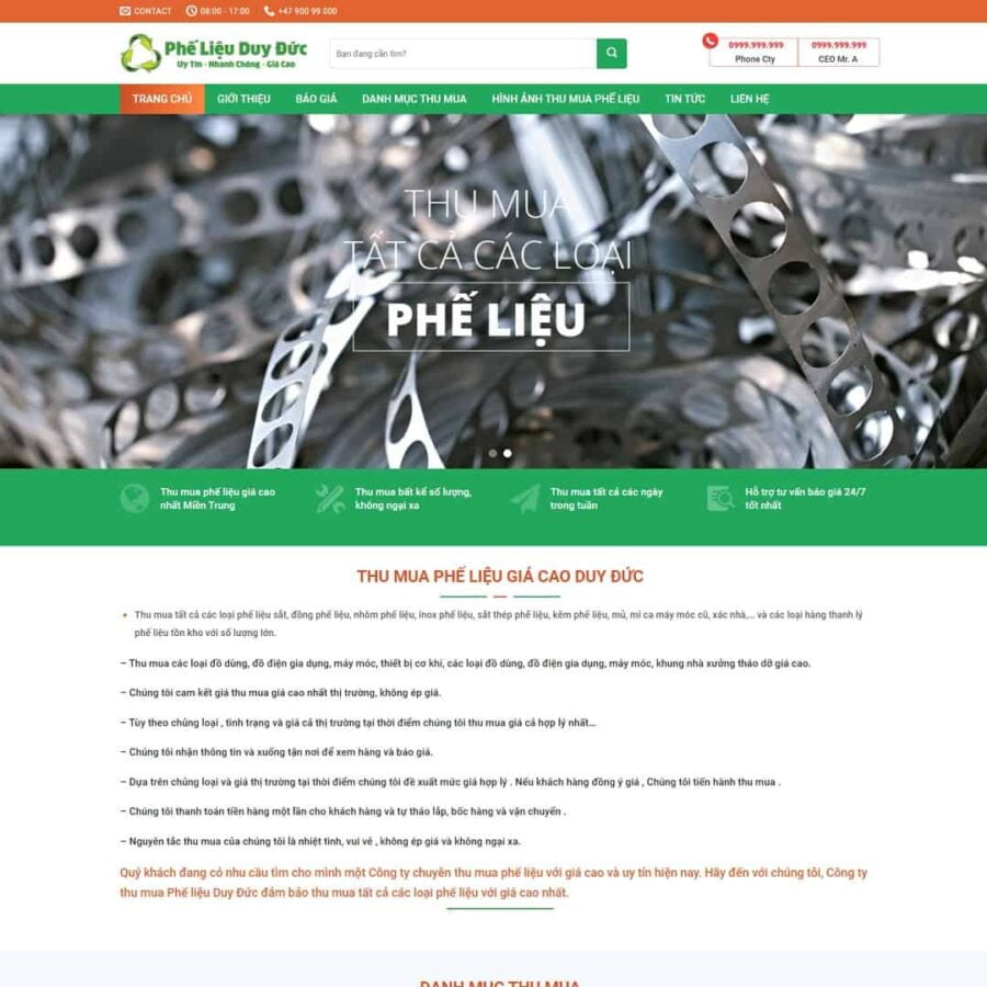 Thiết kế website thu mua đồng nát