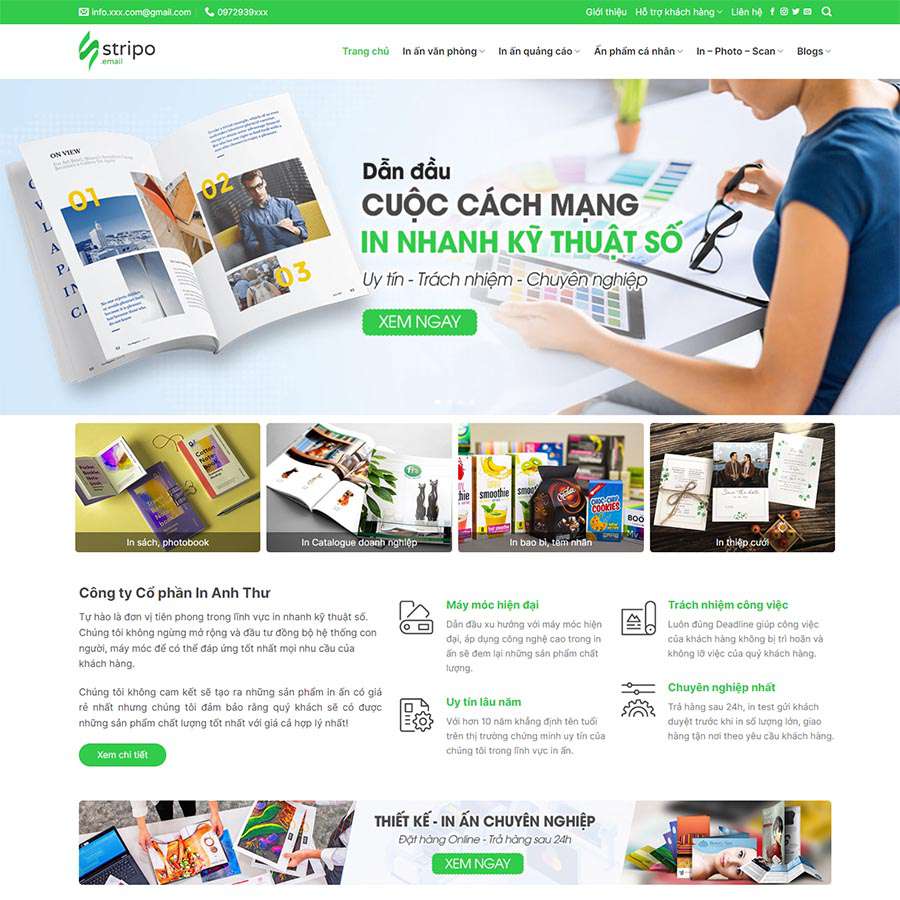 Thiết kế website dịch vụ in ấn