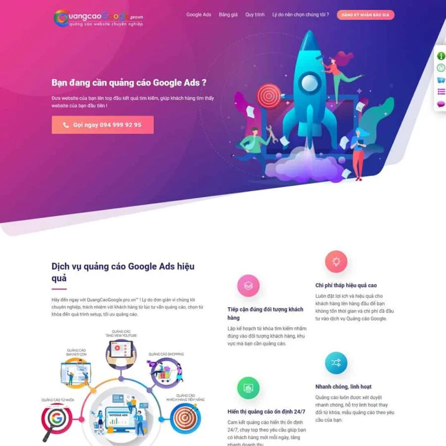 Thiết kế website landing page dịch vụ quảng cáo online
