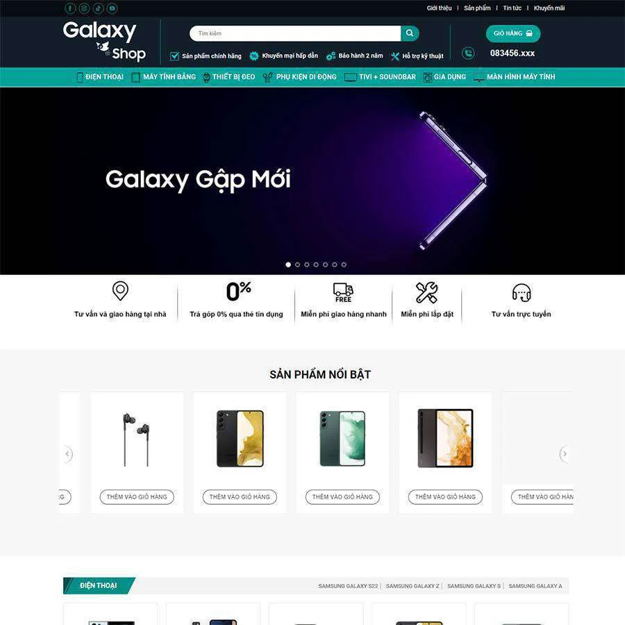 Thiết kế website samsung shop