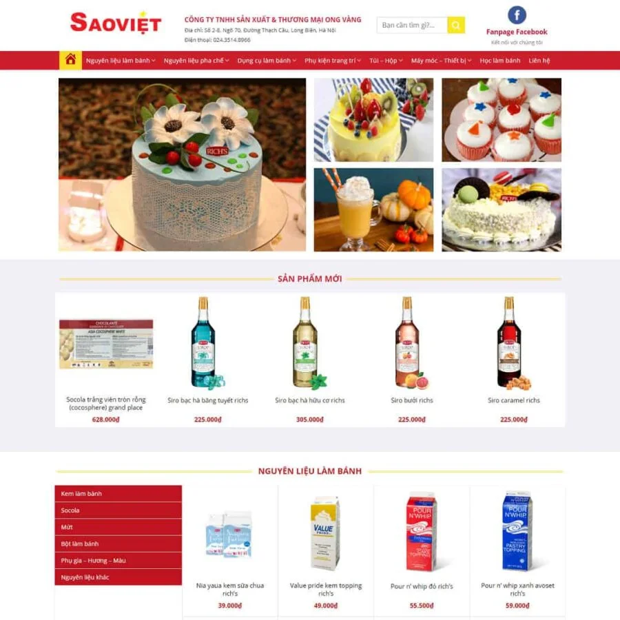 Thiết kế website bán nguyên liệu