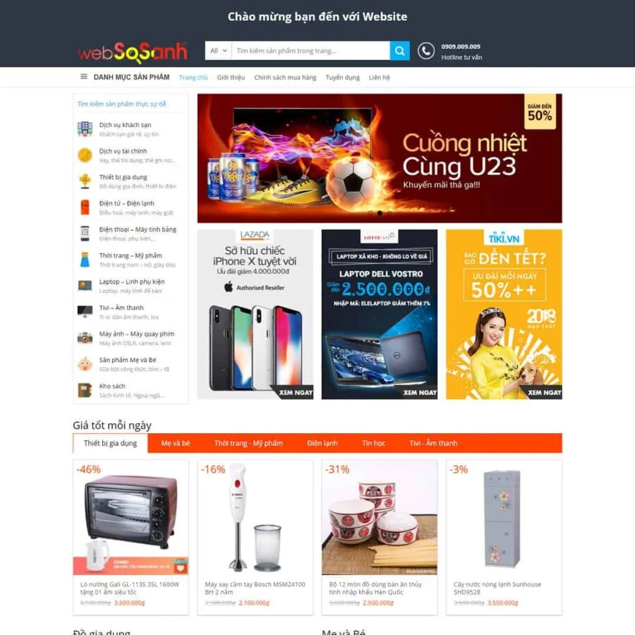 Thiết kế website cửa hàng thiết bị gia dụng