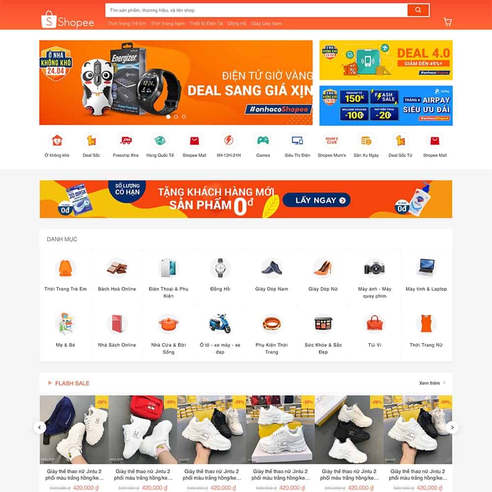 Thiết kế website bán hàng giống Shopee