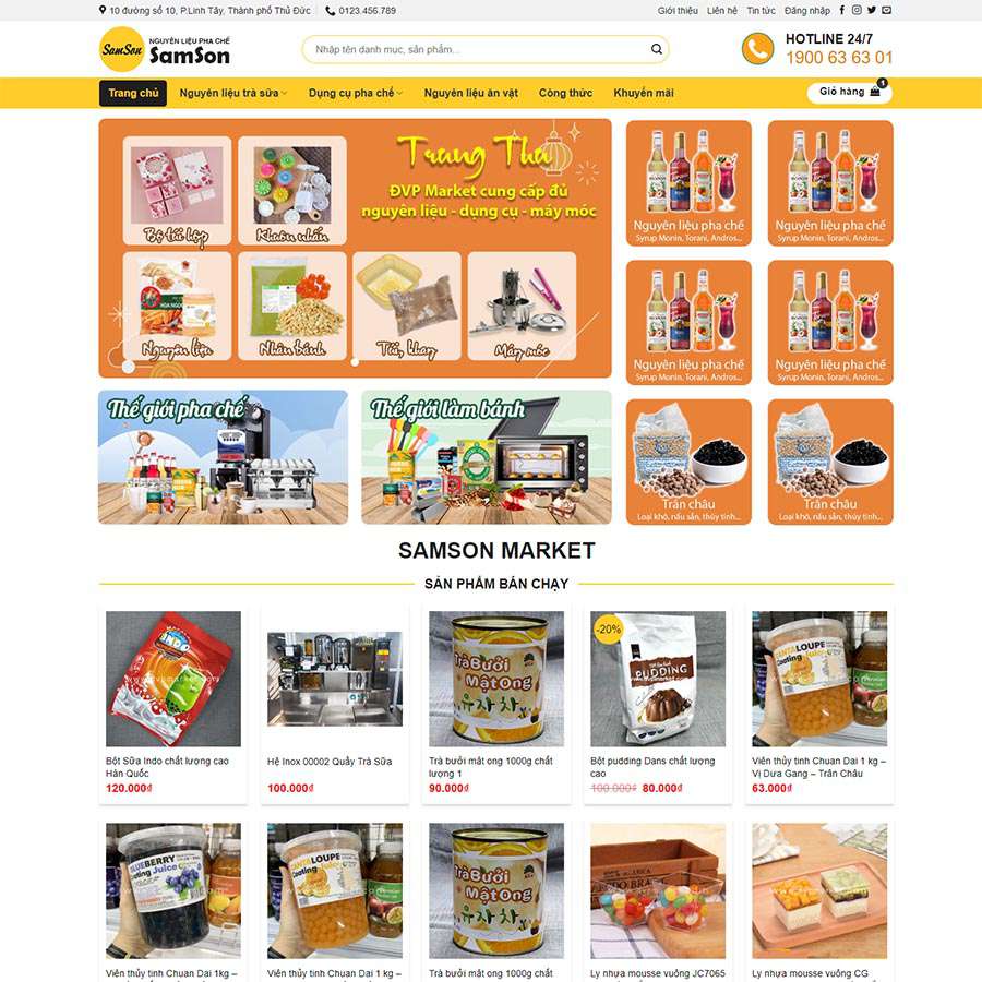 Thiết kế website bán nguyên liệu trà sữa