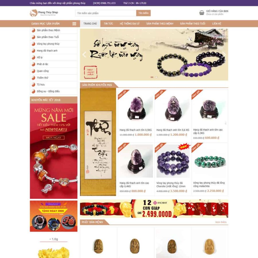 Thiết kế website Shop vòng tay